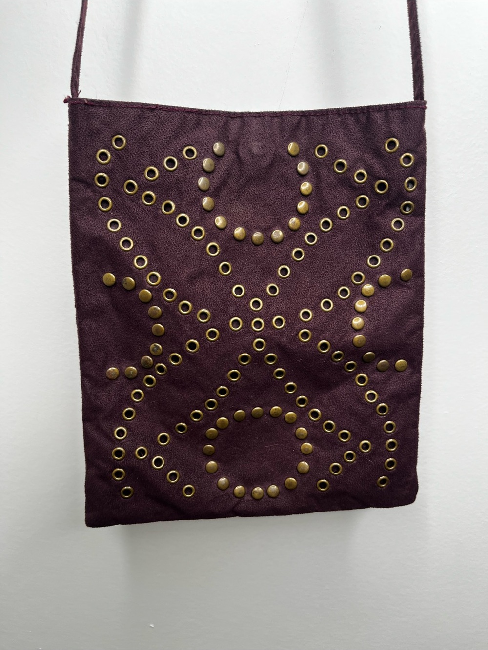 Agabhumi Gold Beaded Studded Crossbody Bag /Purse Maroon Small Boho Festival